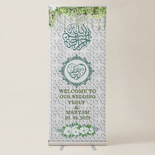 Personalized Islamic Wedding, Engagement Welcome  Retractable Banner (Front)