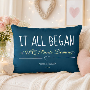 Personalized It All Began Here Couples Love Story Accent Pillow