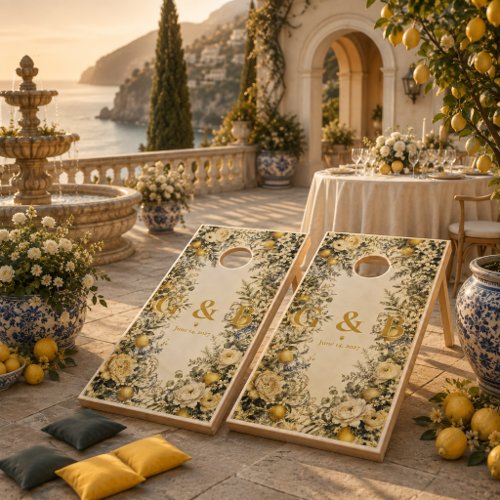 Personalized Italian Amalfi Lemon Wedding Cornhole Set