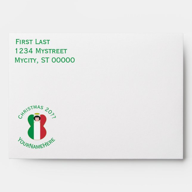 Personalized Italian Angel Christmas Flag  Envelope (Front)