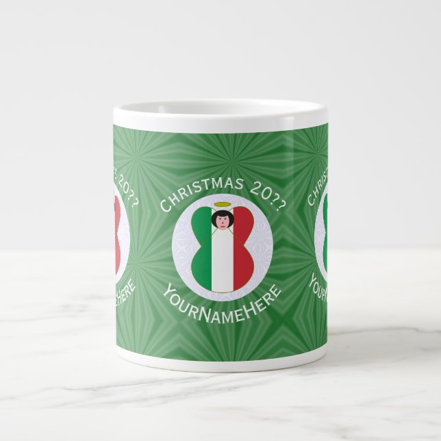 Personalized Italian Angel Christmas Flag  Giant Coffee Mug (Front)