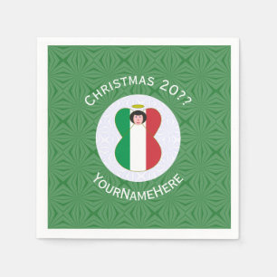 Personalized Italian Angel Christmas Flag  Napkins