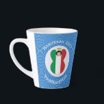 Personalized Italian Angel Flag Hanukkah Flag  Latte Mug<br><div class="desc">Latte mug for Hanukkah has an angel dressed in the flag of Italy . This Italian Flag Angel flies inside of a white fractal circle of squiggly squares, which is set inside a background of green fractal squiggly squares. Add your name, or the name of someone else, if giving as...</div>