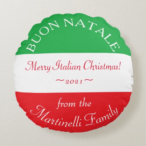 Personalized Italian Christmas Buon Natale Couch Round Pillow