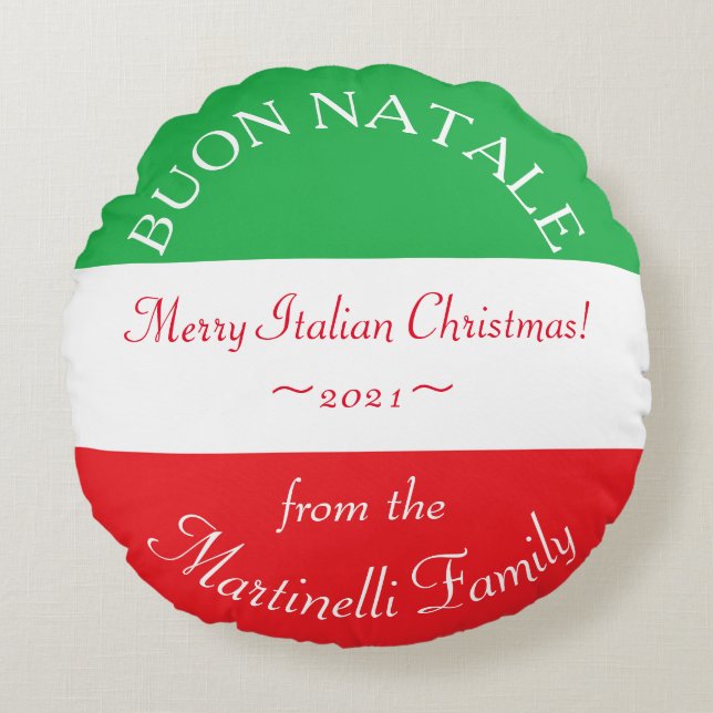 Personalized Italian Christmas Buon Natale Couch Round Pillow (Front)