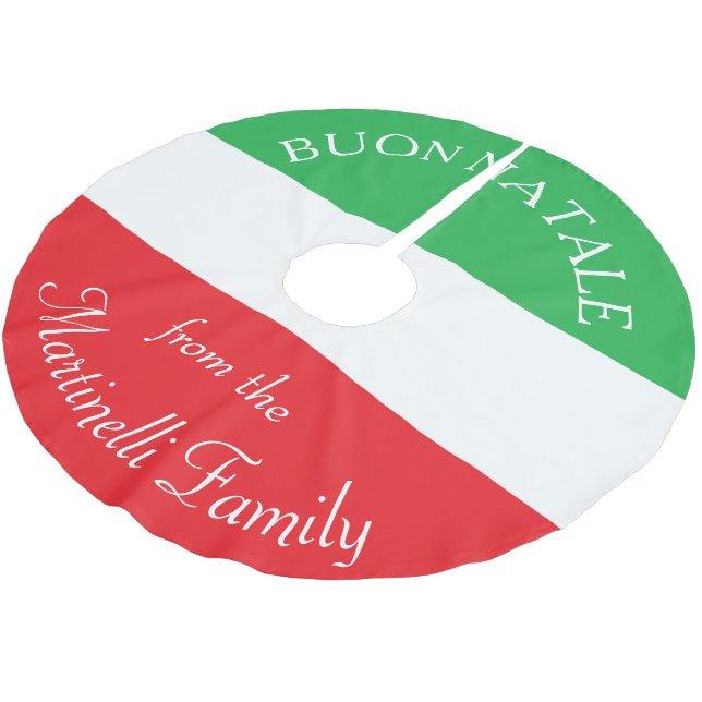 Personalized Italian Flag Christmas Tree Skirt (Angled)