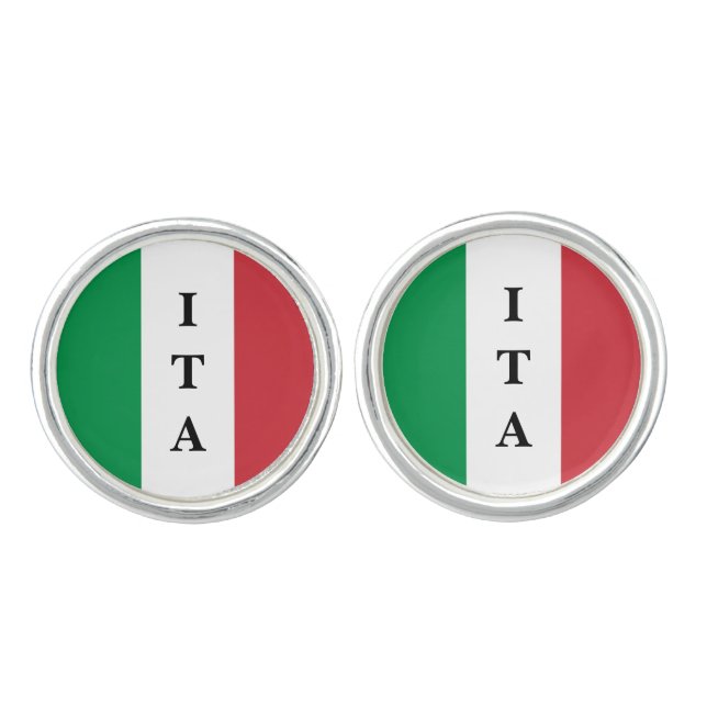 Personalized Italian flag cuff links with monogram (Front)