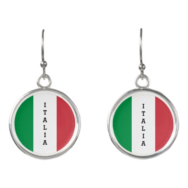 Personalized Italian flag drop earrings for Italy (Front)