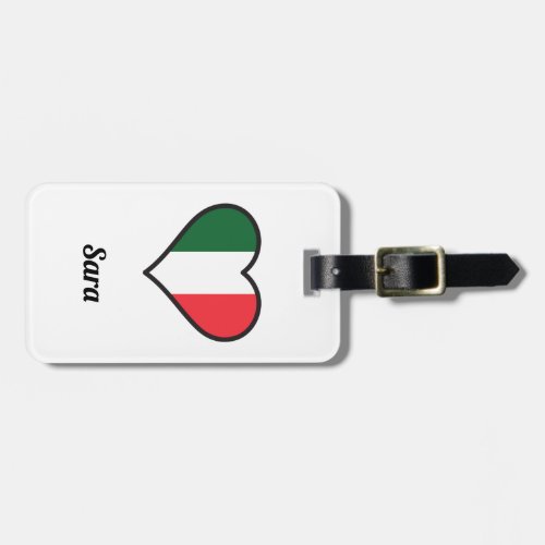 Personalized Italian Flag Heart Luggage Tag