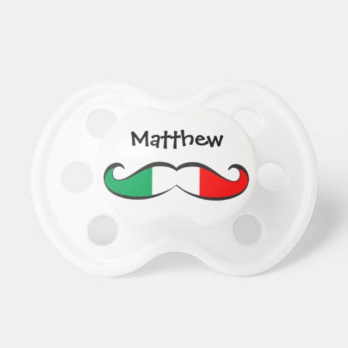 Personalized Italian Flag Mustache Pacifier