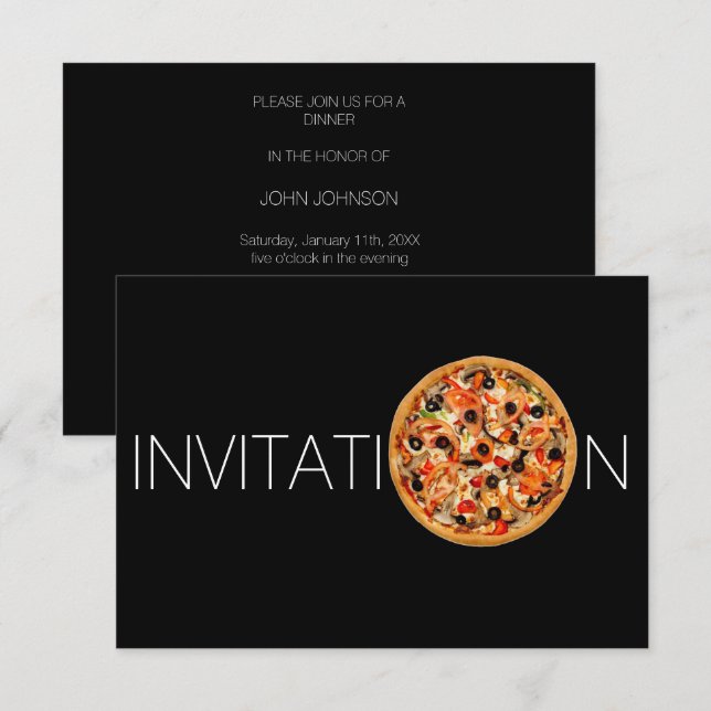 Personalized Italian Food Dinner Pizza Invitation (Front/Back)