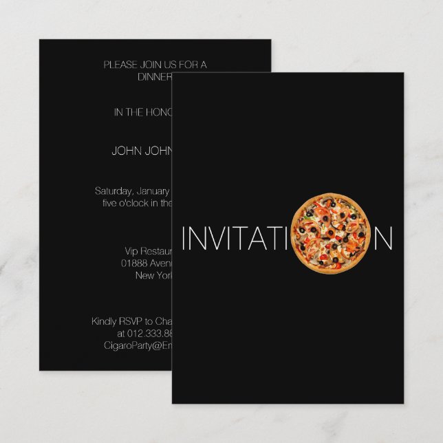 Personalized Italian Food Dinner Pizza Invitation (Front/Back)