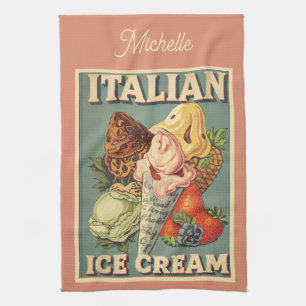 Personalized Italian Ice Cream Lover Kitchen Towel