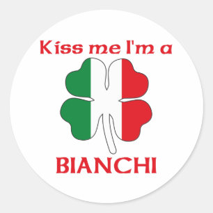 Personalized Italian Kiss Me I'm Bianchi Classic Round Sticker