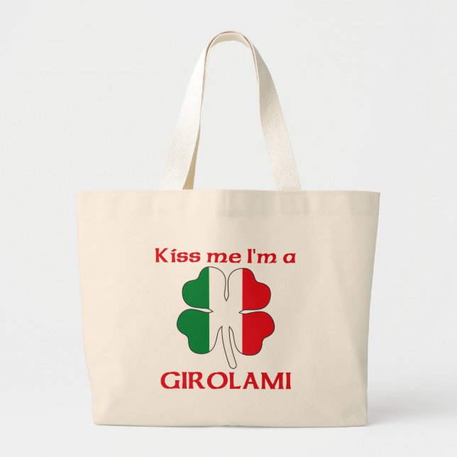 Personalized Italian Kiss Me I'm Girolami Large Tote Bag (Front)