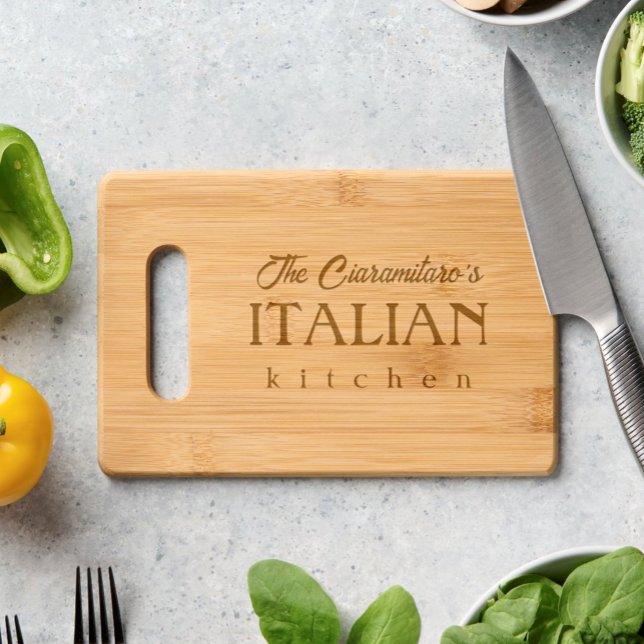 Personalized Italian Kitchen Engraved Cutting Board (Personalized Family name Italian Kitchen or Cucina Etched Cutting Board - Bridal Shower Gift)