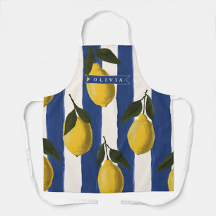 Personalized Italian Lemon Stripe Coastal Apron
