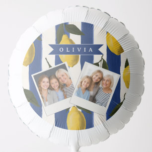 Personalized Italian Lemon Stripe Coastal Balloon