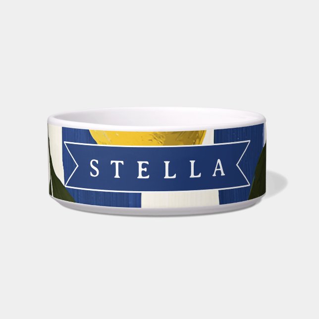 Personalized Italian Lemon Stripe Coastal  Bowl (Front)