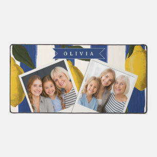 Personalized Italian Lemon Stripe Coastal Desk Mat