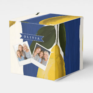 Personalized Italian Lemon Stripe Coastal Favor Boxes