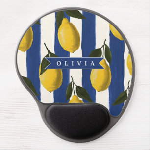 Personalized Italian Lemon Stripe Coastal  Gel Mouse Pad