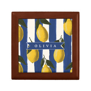 Personalized Italian Lemon Stripe Coastal Gift Box