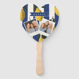 Personalized Italian Lemon Stripe Coastal Hand Fan