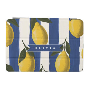 Personalized Italian Lemon Stripe Coastal iPad Mini Cover