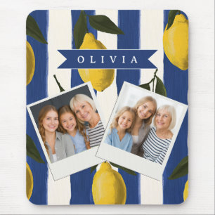 Personalized Italian Lemon Stripe Coastal  Mouse Pad