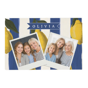 Personalized Italian Lemon Stripe Coastal  Placemat