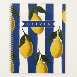 Personalized Italian Lemon Stripe Coastal Planner