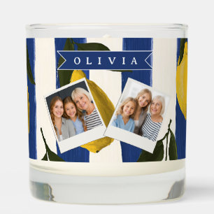 Personalized Italian Lemon Stripe Coastal Scented Candle