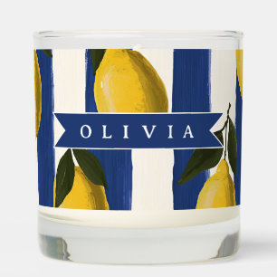 Personalized Italian Lemon Stripe Coastal Scented Candle