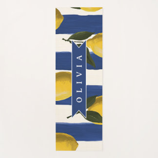 Personalized Italian Lemon Stripe Coastal Yoga Mat