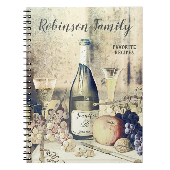 Personalized Italian Recipe Cookbook Notebook (Front)