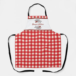 Personalized Italian Red Gingham Cooking  Apron