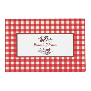 Personalized Italian Red Gingham Cooking Placemat