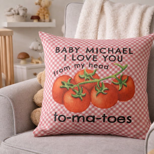 Personalized Italian Tomato Baby Shower Nursery Throw Pillow