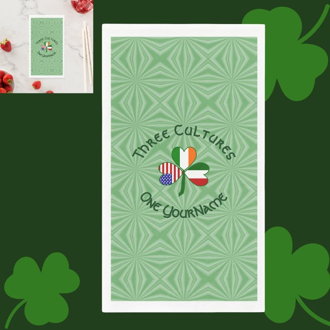 Personalized Italy Ireland USA Shamrock Paper Guest Towels (Creator Uploaded)