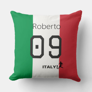Personalized Italy National Flag Colors Soccer Fan Throw Pillow