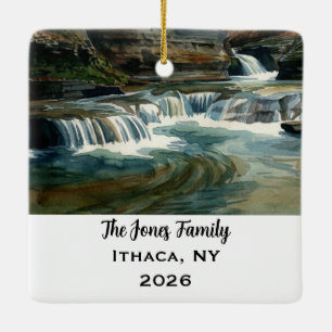 Personalized Ithaca, NY Xmas Ceramic Ornament