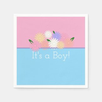 Personalized It's a Baby Boy Floral Pink and Blue