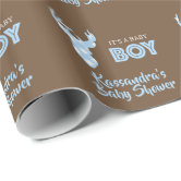 Rustic Wood Blue Deer Boy Baby Shower Wrapping Paper Sheets