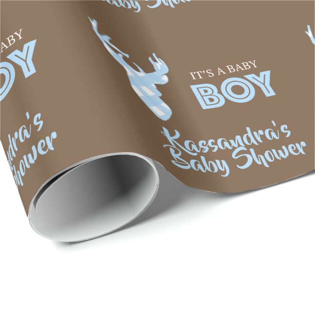 Personalized It's A Boy Deer Wrapping Paper (Roll Corner)