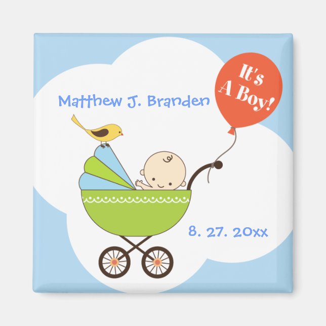 Personalized It's a Boy in Skyblue Magnet (Front)