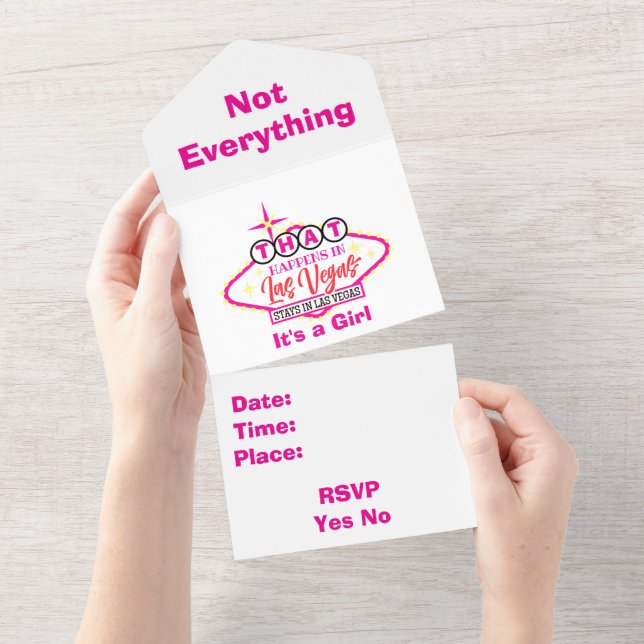 Personalized It's a Girl Las Vegas All In One Invitation (Tearaway)