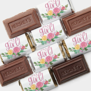 Personalized It's A Girl Pink Floral Baby Shower Hershey's Miniatures