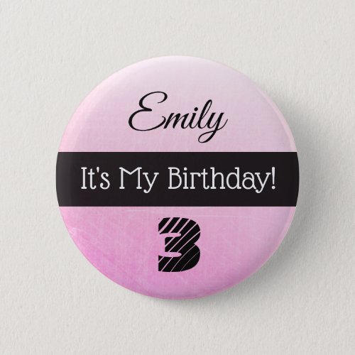 Personalized Its My Birthday Pink Girls Button