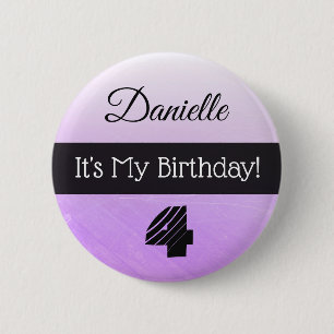 Personalized Its My Birthday Purple Girl's Button
